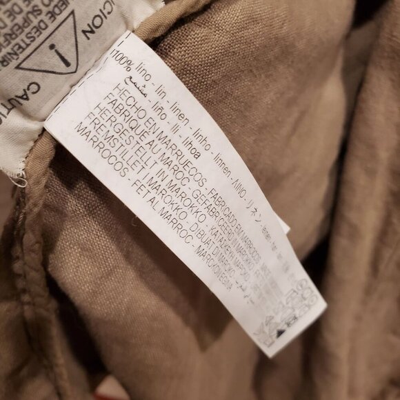 ZARA Euro Limited Edition Taupe Khaki Double Breasted Linen Trench Coat L - Picture 9 of 14